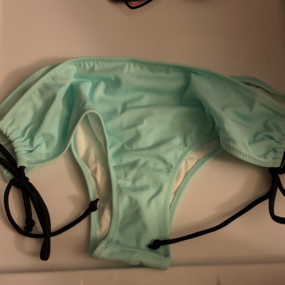 Victoria's Secret Mint Green Bikini Bottom with Black Ties
